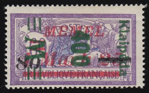 Memel 165 K kopfstehender grüner Aufdruck, Befund Haslau * einwandfrei