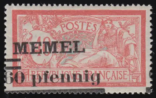 Memel 24y mit stark verschobenem Aufdruck, Befund Haslau * einwandfrei