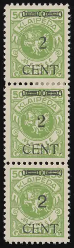 177 S3 Freimarke 2 C auf 50 Mark im senkrechten Typen-Streifen II-III-IV, *