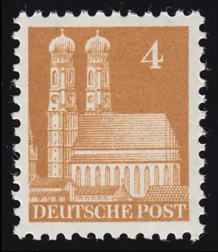 Bizone 74a WF Bauten 4 Pf., braunorange, weit **