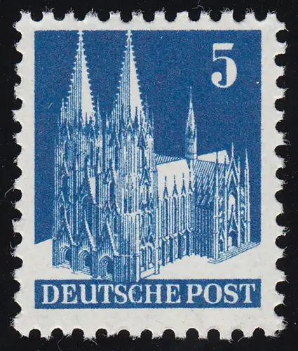Bizone 75V WB Bauten 5 Pf., blau, weit gezähnt **