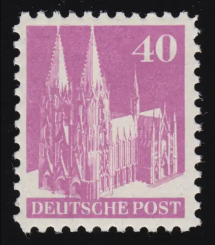 Bizone 90a I WB Bauten 40 Pf., violettpurpur, weit **