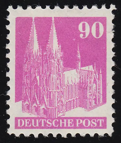 Bizone 96 II WB Bauten 90 Pf., lila, weit gezähnt **