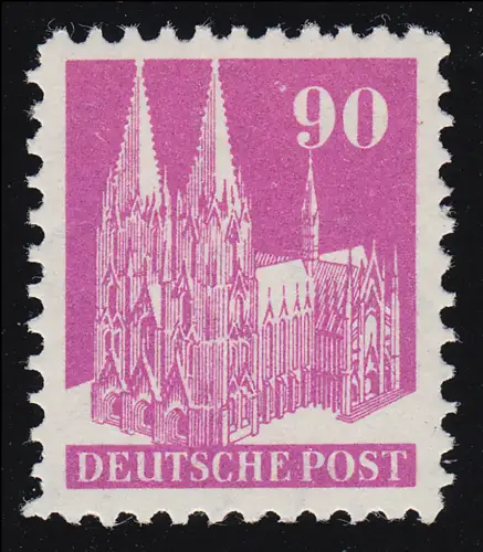 Bizone 96 III WB Bauten 90 Pf., lila, weit gezähnt **