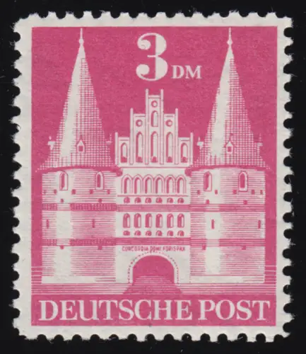 Bizone 99 I YB Bauten 3 DM., weinrot, postfrisch **