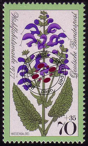 952 Wiesenblumen 70+35 Pf Wiesensalbei, gestempelt O