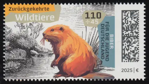 3919 Jugend 2025 zurückgekehrte Wildtiere - Biber, postfrisch **