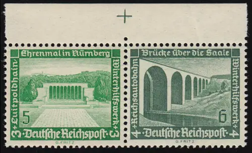 W 119 Bauten Zusammendruck Oberrand mit Passerkreuz, postfrisch **