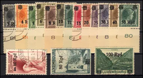 Luxemburg 17-32 Freimarken 16 Werte komplett, gestempelt O Luxemburg 9.2.41