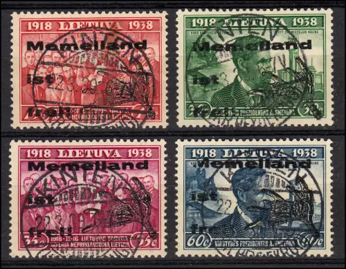 Memelgebiet Lokalausgabe I-IV Aufdrucke, 4 Werte komplett, Satz ET-O 22.3.39
