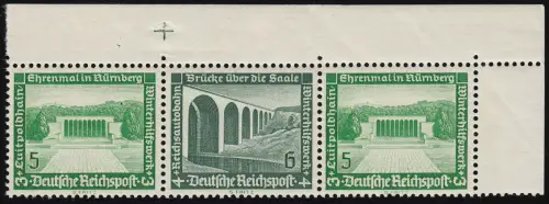 W 120 Bauten Zusammendruck Eck-Oberrand mit Passerkreuz, postfrisch **