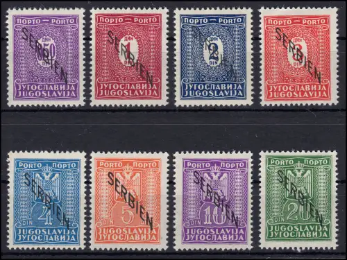 1 - 8 Portomarken mit Aufrduck 1941, 8 Werte komplett, Satz postfrisch **