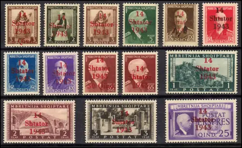 Albanien 1-14 Aufdruck-Satz incl. Eilmarke (14 Werte) kpl., sauber postfrisch **