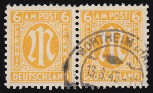 20Axa AM-Post 6 Pf. seltene Erstauflage, Paar gestempelt, FA Wehner BPP