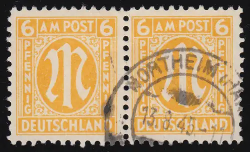 20Axa AM-Post 6 Pf. seltene Erstauflage, Paar gestempelt, FA Wehner BPP