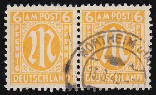 20Axa AM-Post 6 Pf. seltene Erstauflage, Paar gestempelt, FA Wehner BPP