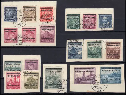 Böhmen und Mähren 1-19 Aufdruck-Satz O Prag / Praha 4d, 27.7.1939, Briefstücke