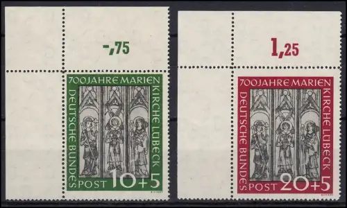 139-140 Marienkirche - Satz Ecken oben links, ungefaltet postfrisch **