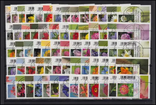 2434 Blumen - komplette Serie (66 Marken) Ecke unten rechts, Voll-ESST Berlin