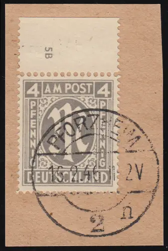 11 C Pl.Nr. 4 Pf. mit Plattennummer 5B auf Briefstück, Befund Hettler BPP