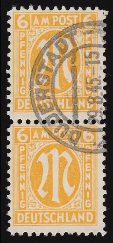 20Axa AM-Post 6 Pf. seltene Erstauflage, Paar gestempelt, Befund Hettler BPP