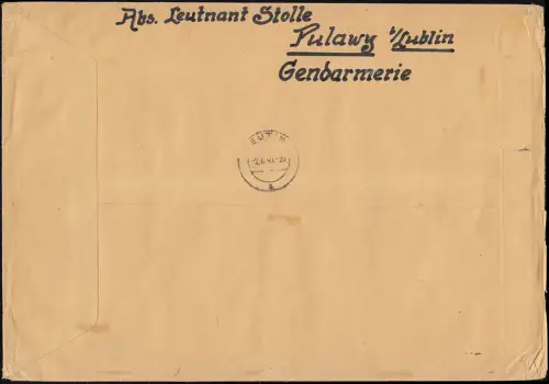 Generalgouvernement 1-13 Deutsche Post Osten auf R-Express-Brief Pulawy 31.5.40