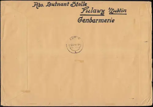 Generalgouvernement 1-13 Deutsche Post Osten auf R-Express-Brief Pulawy 31.5.40
