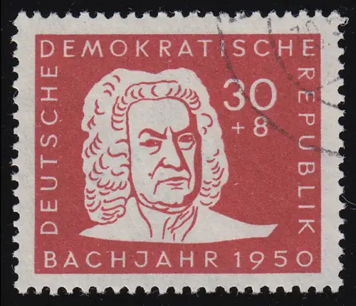 258II Bach 30 Pf, PLF Fleck unten an der linken Nasenfalte, gestempelt O
