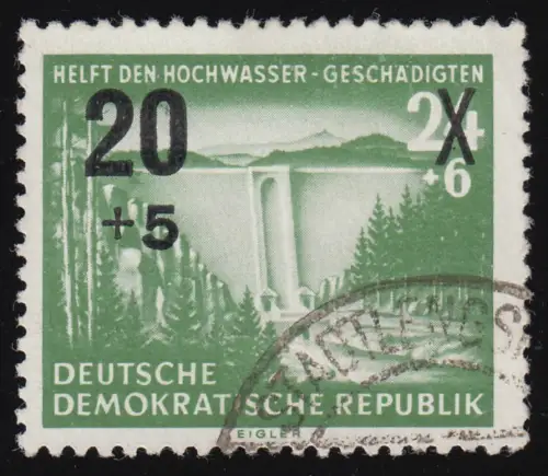 449III Hochwassergeschädigte mit PLF III Punkt im C, gestempelt O geprüft BPP