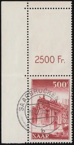 337 Ludwigskirche 500 Fr., Eck-Markenfeld, echt zeitgerecht O Saarbrücken 2 - b