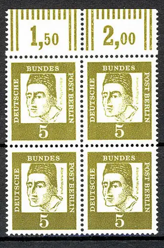 199 Bed. Deutsche 5 Pf OR-Viererbl. ** postfrisch