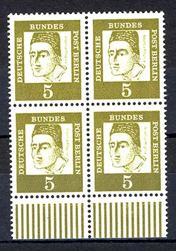 199 Bed. Deutsche 5 Pf UR-Viererbl. ** postfrisch