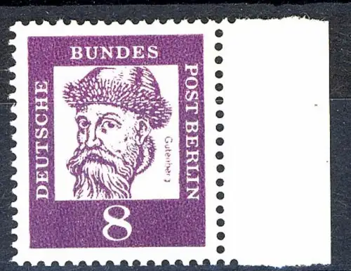 201 Bed. Deutsche 8 Pf Seitenrand re. ** postfrisch