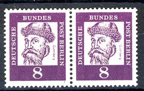 201 Bed. Deutsche 8 Pf waag. Paar ** postfrisch