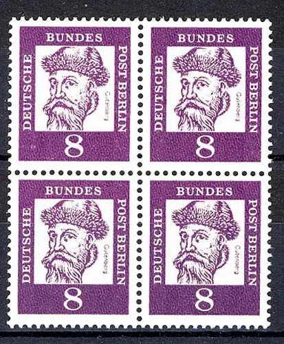 201 Bed. Deutsche 8 Pf Viererblock ** postfrisch