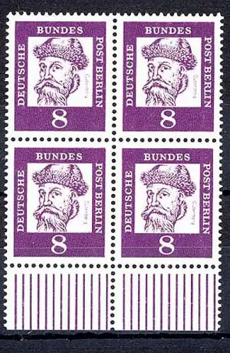 201 Bed. Deutsche 8 Pf UR-Viererbl. ** postfrisch