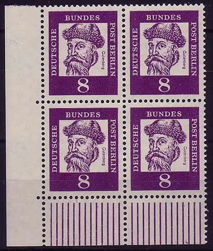 201 Bed. Deutsche 8 Pf Eck-Vbl. ul ** postfrisch