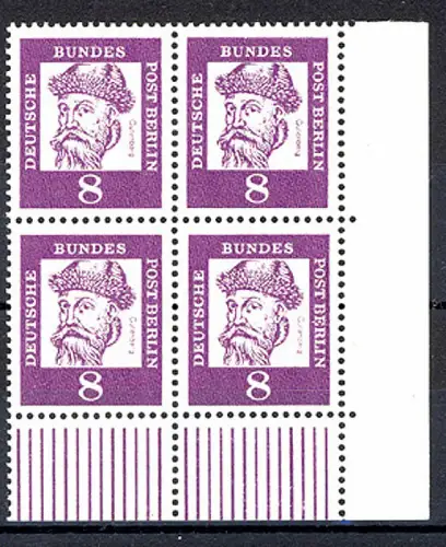 201 Bed. Deutsche 8 Pf Eck-Vbl. ur ** postfrisch