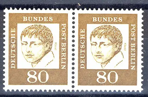 211 Bed. Deutsche 80 Pf waag. Paar ** postfrisch