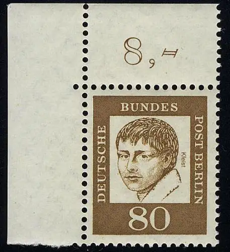 211 Bed. Deutsche 80 Pf Ecke ol ** postfrisch