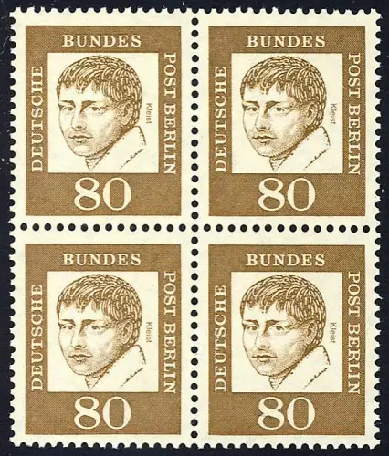 211 Bed. Deutsche 80 Pf Viererblock ** postfrisch