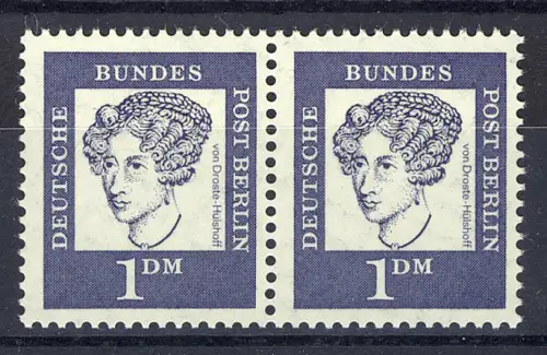 212 Bed. Deutsche 1 DM waag. Paar ** postfrisch