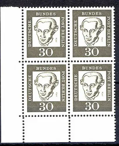 206 Bed. Deutsche 30 Pf Eck-Vbl. ul ** postfrisch