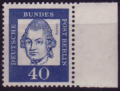 207 Bed. Deutsche 40 Pf Seitenrand rechts ** postfrisch