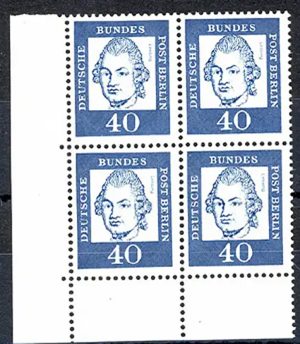 207 Bed. Deutsche 40 Pf Eck-Vbl. ul ** postfrisch