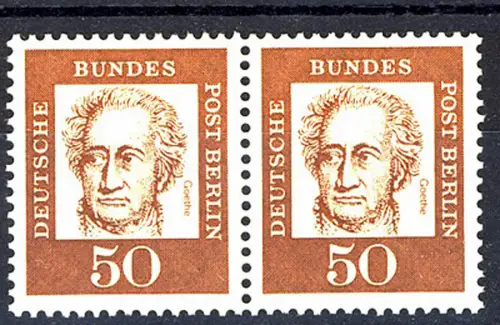 208 Bed. Deutsche 50 Pf waag. Paar ** postfrisch