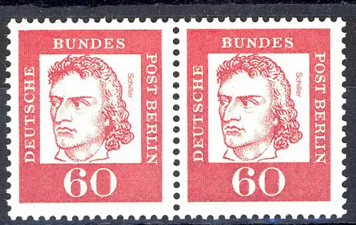 209 Bed. Deutsche 60 Pf waag. Paar ** postfrisch