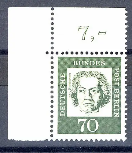 210 Bed. Deutsche 70 Pf Ecke ol ** postfrisch