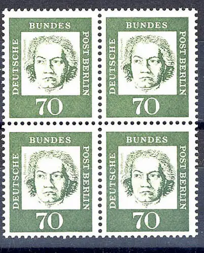 210 Bed. Deutsche 70 Pf Viererblock ** postfrisch