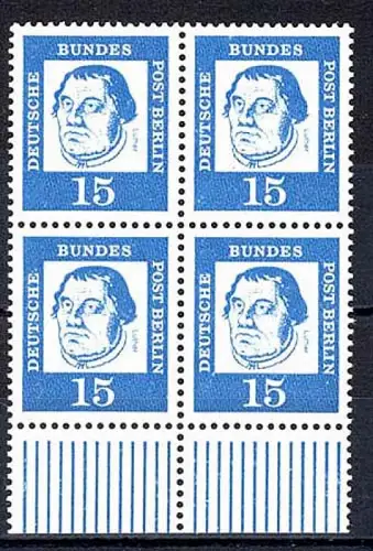 203 Bed. Deutsche 15 Pf UR-Viererbl. ** postfrisch